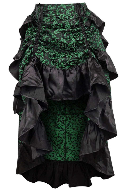Daisy Corsets Green/Black Brocade Adjustable High Low Bustle Skirt - Daisy Corsets - Flyclothing LLC