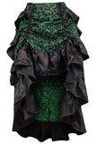 Daisy Corsets Green/Black Brocade Adjustable High Low Bustle Skirt - Daisy Corsets - Flyclothing LLC