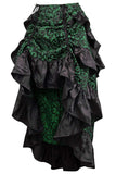 Daisy Corsets Green/Black Brocade Adjustable High Low Bustle Skirt - Daisy Corsets - Flyclothing LLC