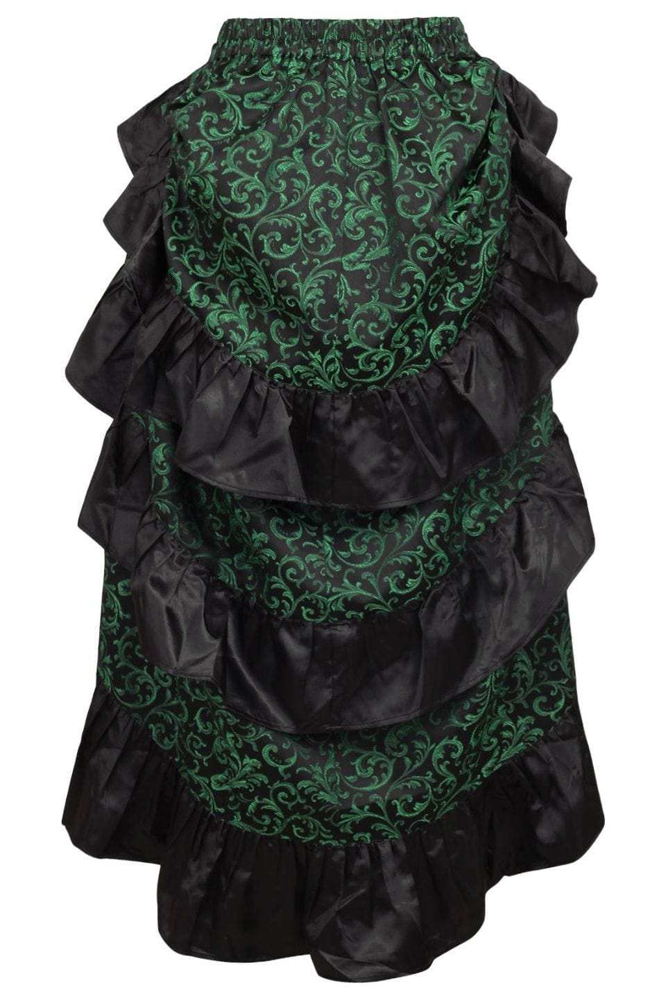 Daisy Corsets Green/Black Brocade Adjustable High Low Bustle Skirt - Daisy Corsets - Flyclothing LLC