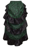 Daisy Corsets Green/Black Brocade Adjustable High Low Bustle Skirt - Daisy Corsets - Flyclothing LLC