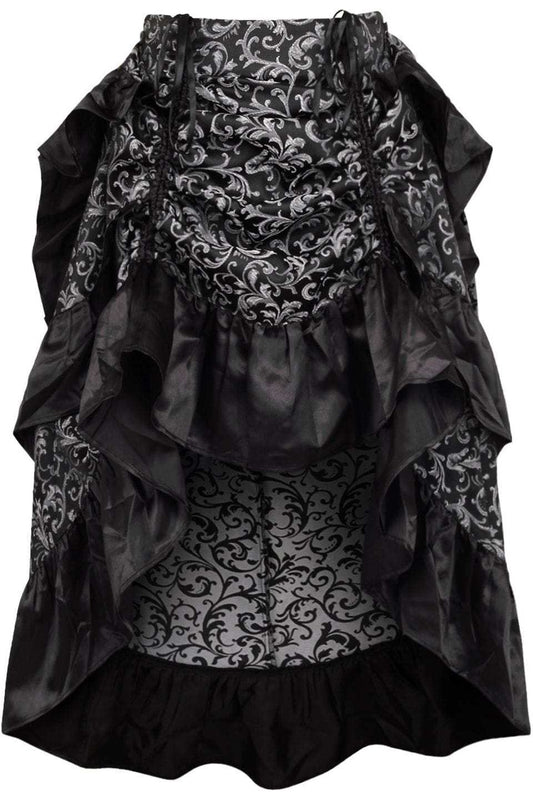 Daisy Corsets Silver/Black Brocade Adjustable High Low Bustle Skirt - Daisy Corsets - Flyclothing LLC
