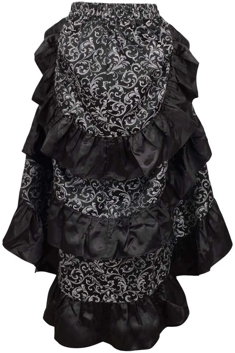 Daisy Corsets Silver/Black Brocade Adjustable High Low Bustle Skirt - Daisy Corsets - Flyclothing LLC