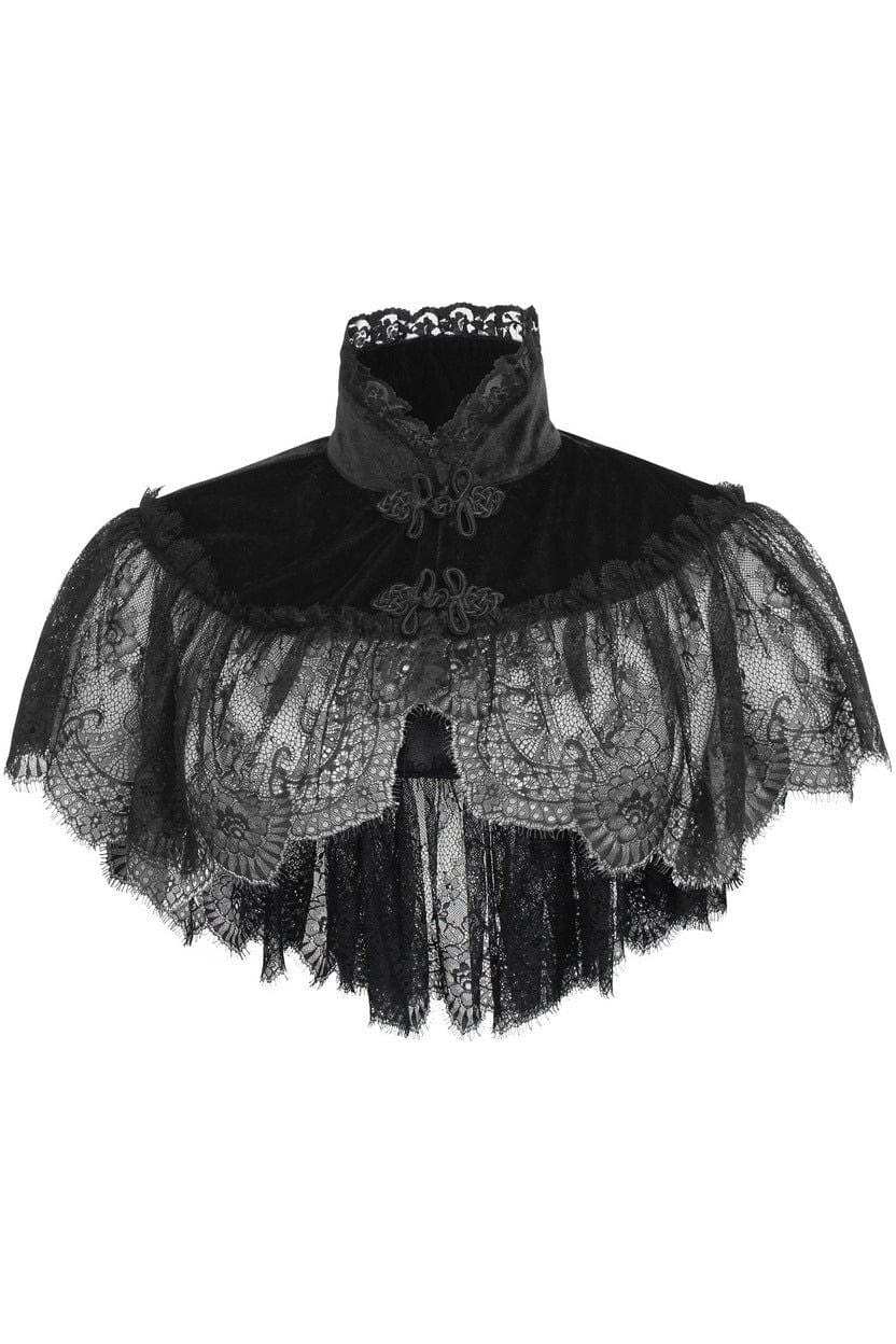 Daisy Corsets Black Velvet & Lace Capelet - Daisy Corsets - Flyclothing LLC