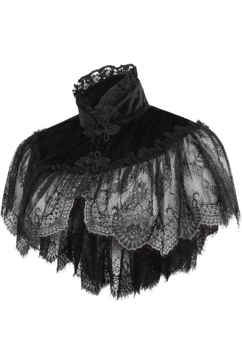 Daisy Corsets Black Velvet & Lace Capelet - Daisy Corsets - Flyclothing LLC