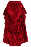 Daisy Corsets Dark Red Velvet Adjustable High Low Bustle Skirt - Daisy Corsets - Flyclothing LLC