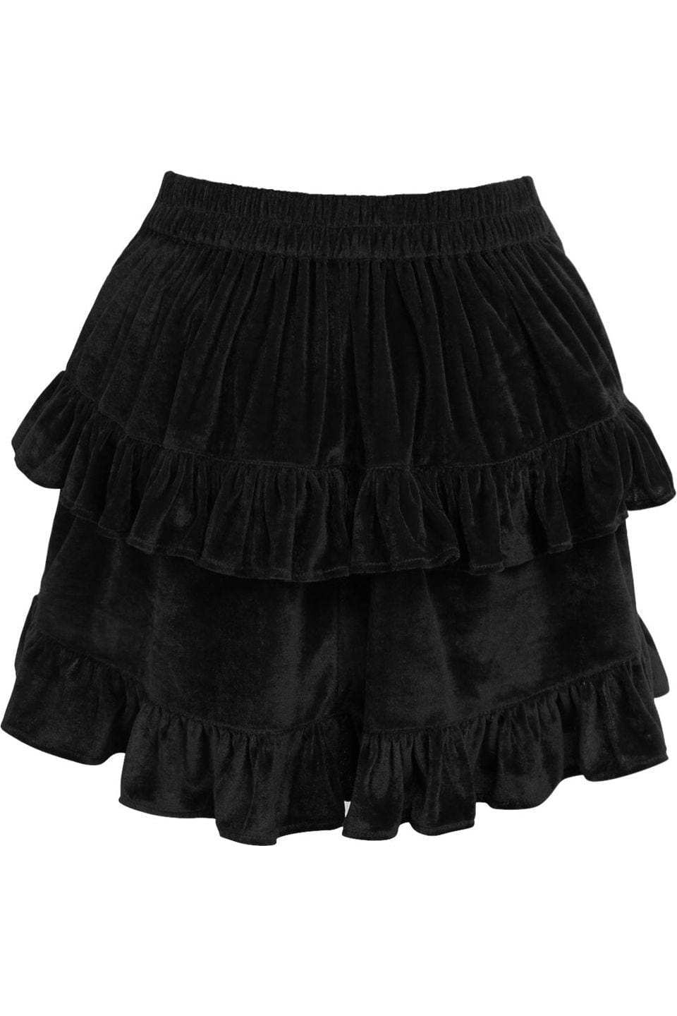 Daisy Corsets Black Velvet Ruched Bustle Skirt - Daisy Corsets - Flyclothing LLC