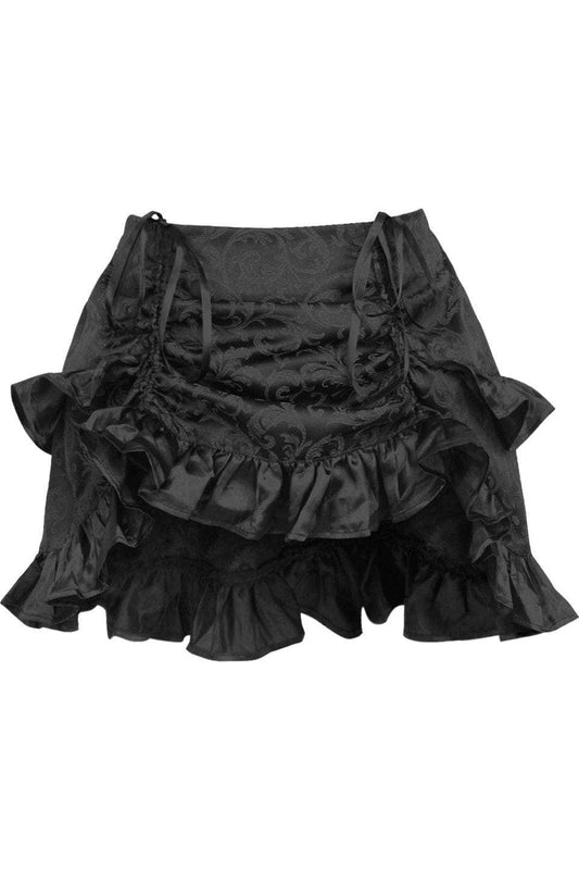 Daisy Corsets Black Brocade Ruched Bustle Skirt - Daisy Corsets - Flyclothing LLC