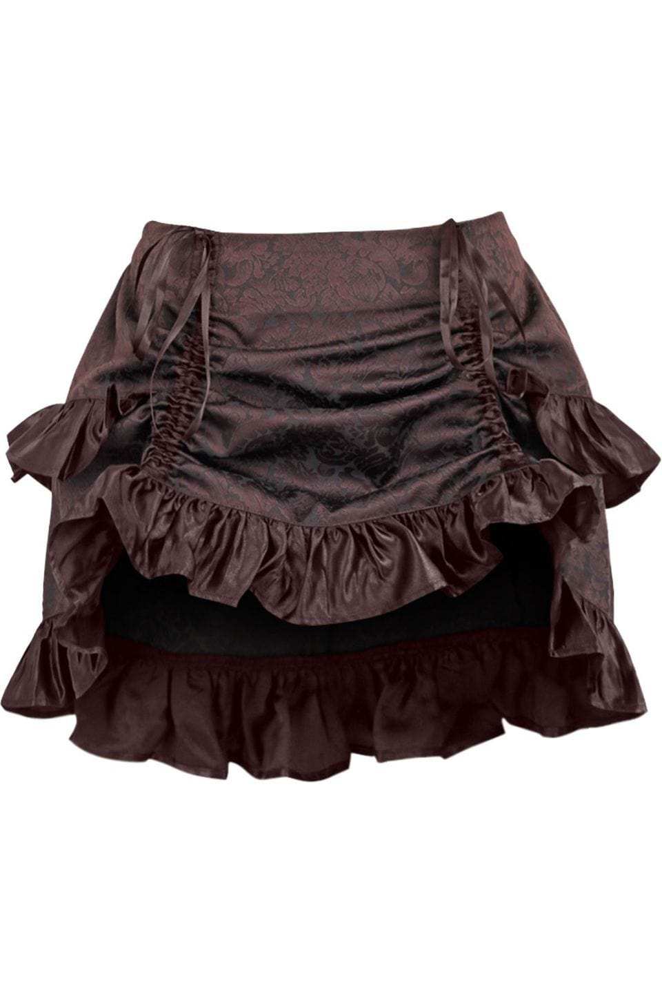 Daisy Corsets Brown Brocade Ruched Bustle Skirt - Daisy Corsets - Flyclothing LLC
