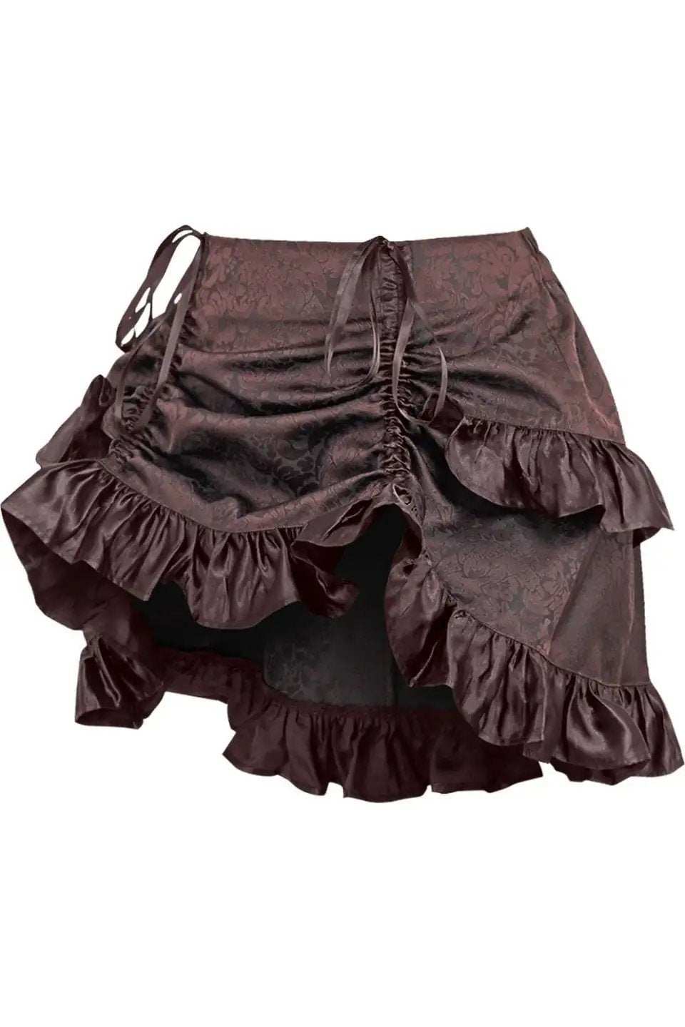 Daisy Corsets Brown Brocade Ruched Bustle Skirt - Daisy Corsets - Flyclothing LLC
