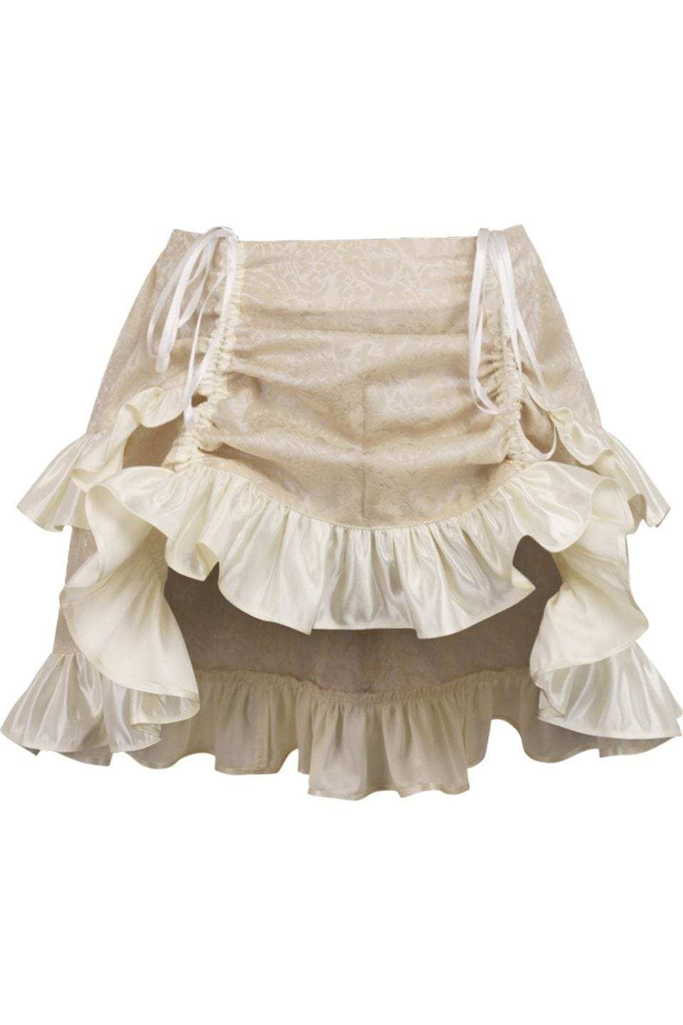 Daisy Corsets Ivory Brocade Ruched Bustle Skirt - Daisy Corsets - Flyclothing LLC