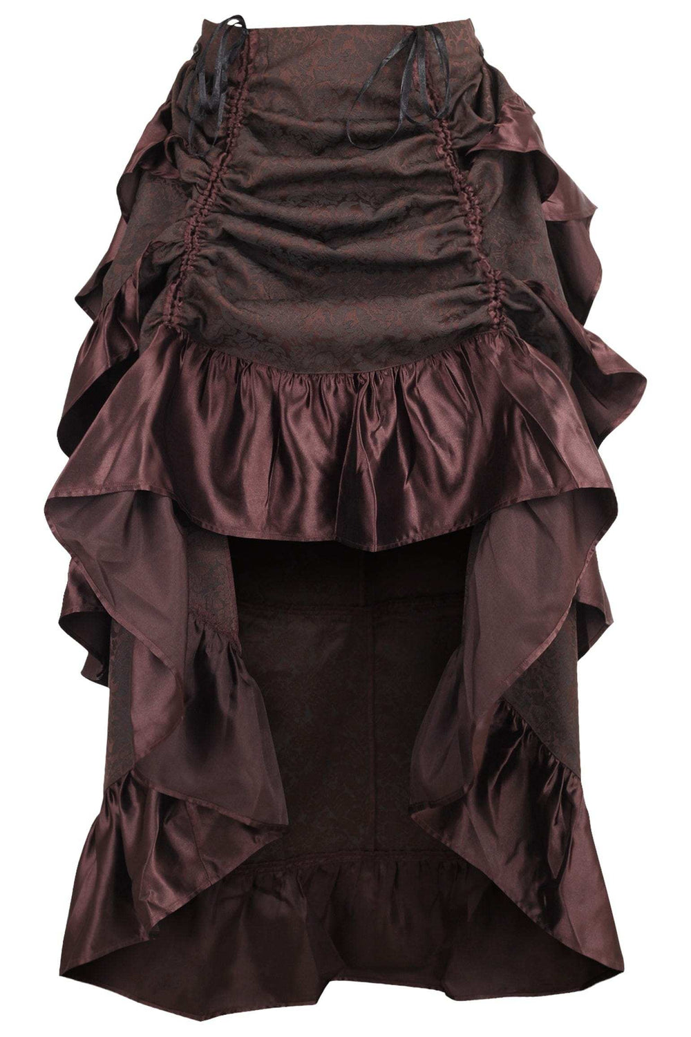 Daisy Corsets Brown Brocade Adjustable High Low Bustle Skirt - Daisy Corsets - Flyclothing LLC