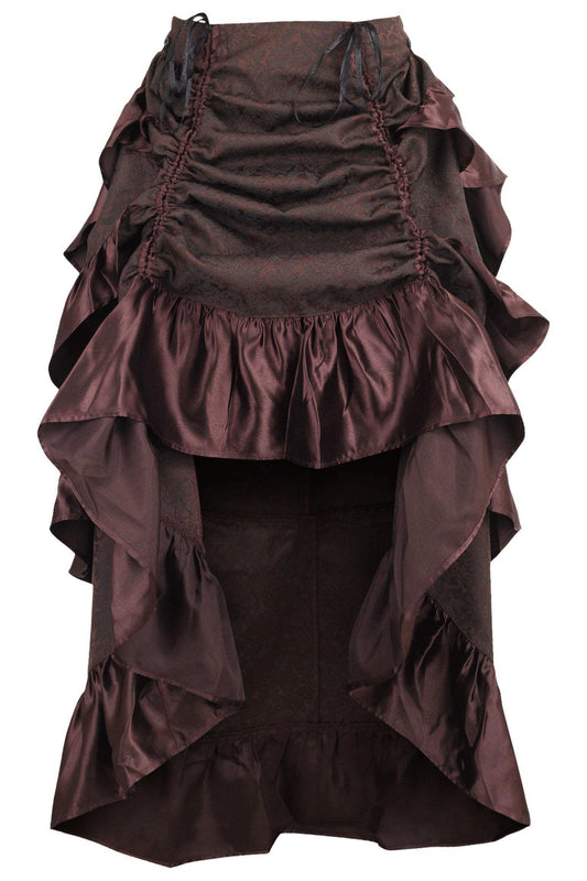 Daisy Corsets Brown Brocade Adjustable High Low Bustle Skirt - Daisy Corsets - Flyclothing LLC