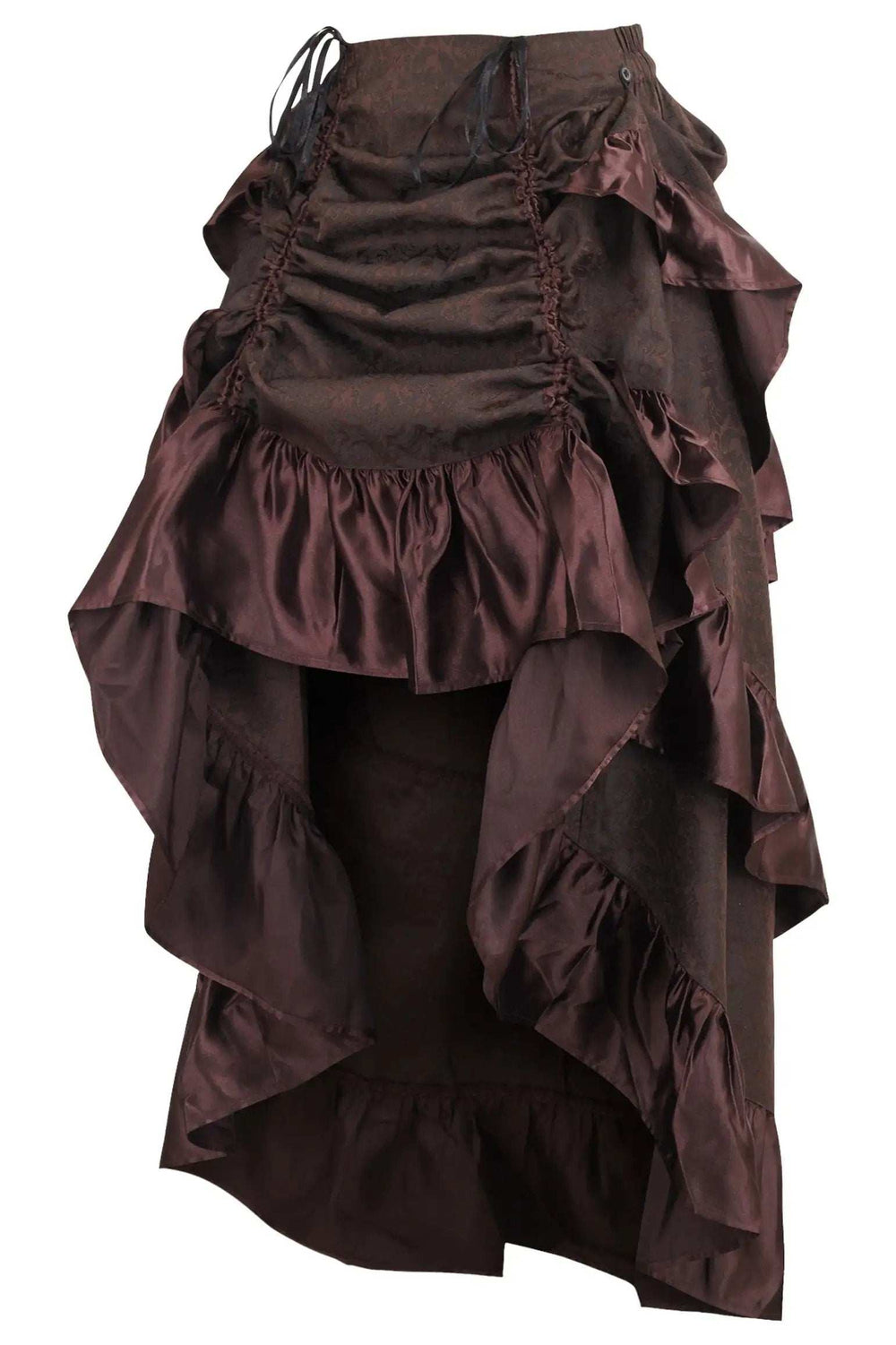 Daisy Corsets Brown Brocade Adjustable High Low Bustle Skirt - Daisy Corsets - Flyclothing LLC