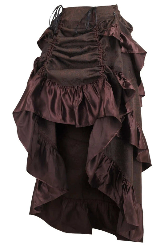 Daisy Corsets Brown Brocade Adjustable High Low Bustle Skirt - Daisy Corsets - Flyclothing LLC