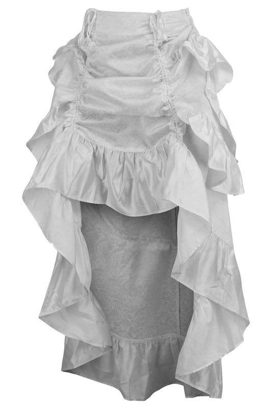 Daisy Corsets White Brocade Adjustable High Low Bustle Skirt - Daisy Corsets - Flyclothing LLC