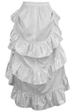 Daisy Corsets White Brocade Adjustable High Low Bustle Skirt - Daisy Corsets - Flyclothing LLC