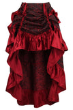 Daisy Corsets Red Brocade Adjustable High Low Bustle Skirt - Daisy Corsets - Flyclothing LLC