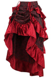 Daisy Corsets Red Brocade Adjustable High Low Bustle Skirt - Daisy Corsets - Flyclothing LLC