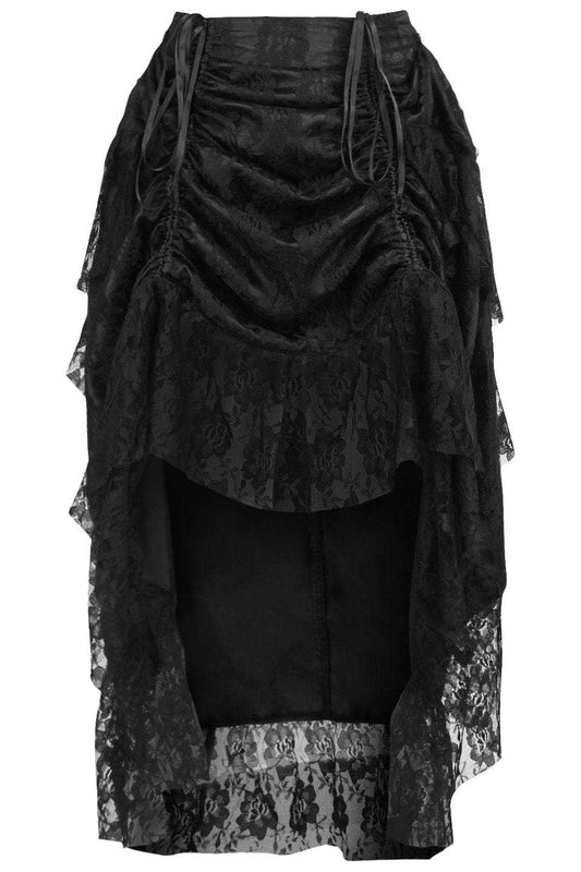 Daisy Corsets Black Lace Adjustable High Low Bustle Skirt - Daisy Corsets - Flyclothing LLC