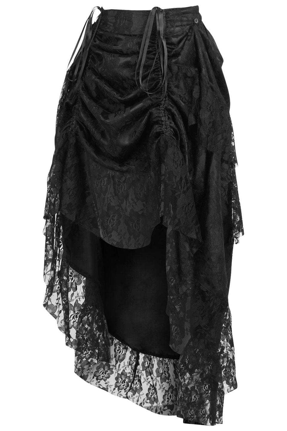 Daisy Corsets Black Lace Adjustable High Low Bustle Skirt - Daisy Corsets - Flyclothing LLC