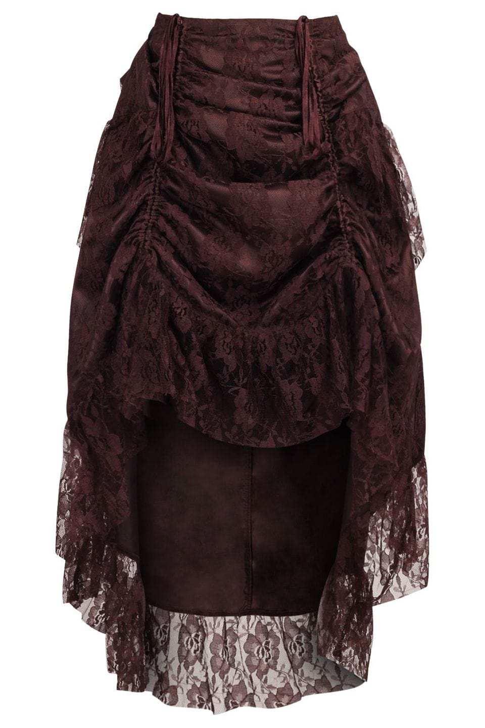 Daisy Corsets Brown Lace Adjustable High Low Bustle Skirt - Daisy Corsets - Flyclothing LLC