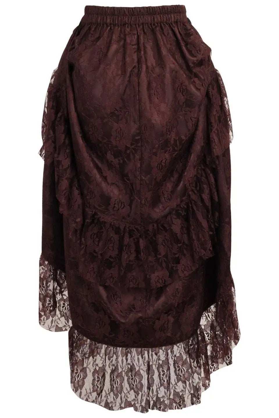Daisy Corsets Brown Lace Adjustable High Low Bustle Skirt - Daisy Corsets - Flyclothing LLC