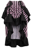 Daisy Corsets Black/Pink Stripe Adjustable High Low Skirt - Daisy Corsets - Flyclothing LLC