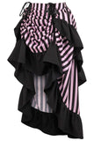 Daisy Corsets Black/Pink Stripe Adjustable High Low Skirt - Daisy Corsets - Flyclothing LLC