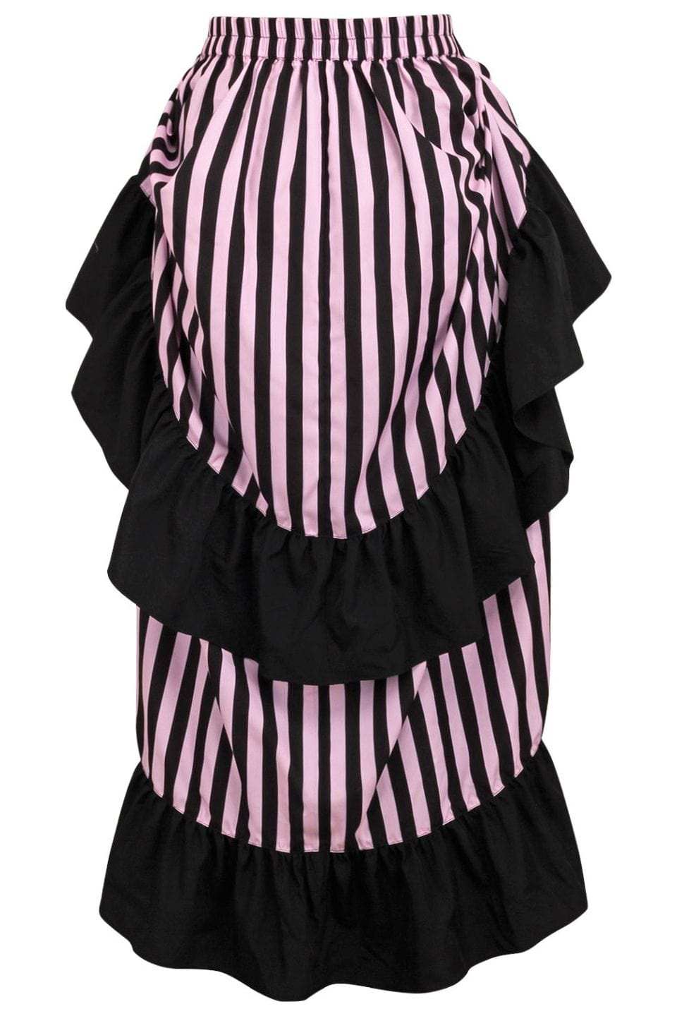 Daisy Corsets Black/Pink Stripe Adjustable High Low Skirt - Daisy Corsets - Flyclothing LLC