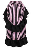 Daisy Corsets Black/Pink Stripe Adjustable High Low Skirt - Daisy Corsets - Flyclothing LLC