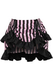 Daisy Corsets Black/Pink Striped Ruched Bustle Skirt - Daisy Corsets - Flyclothing LLC