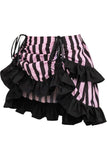 Daisy Corsets Black/Pink Striped Ruched Bustle Skirt - Daisy Corsets - Flyclothing LLC