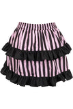 Daisy Corsets Black/Pink Striped Ruched Bustle Skirt - Daisy Corsets - Flyclothing LLC