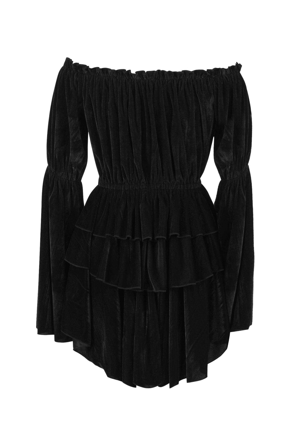 Daisy Corsets Black Velvet Ruffle Dress - Daisy Corsets - Flyclothing LLC
