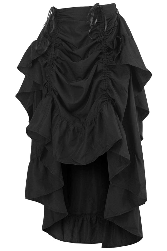 Daisy Corsets Black Crepe Adjustable High Low Skirt - Daisy Corsets - Flyclothing LLC
