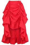 Daisy Corsets Red Crepe Adjustable High Low Skirt - Daisy Corsets - Flyclothing LLC