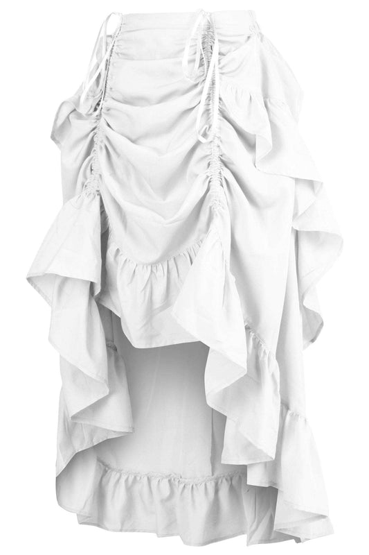 Daisy Corsets White Crepe Adjustable High Low Skirt - Daisy Corsets - Flyclothing LLC
