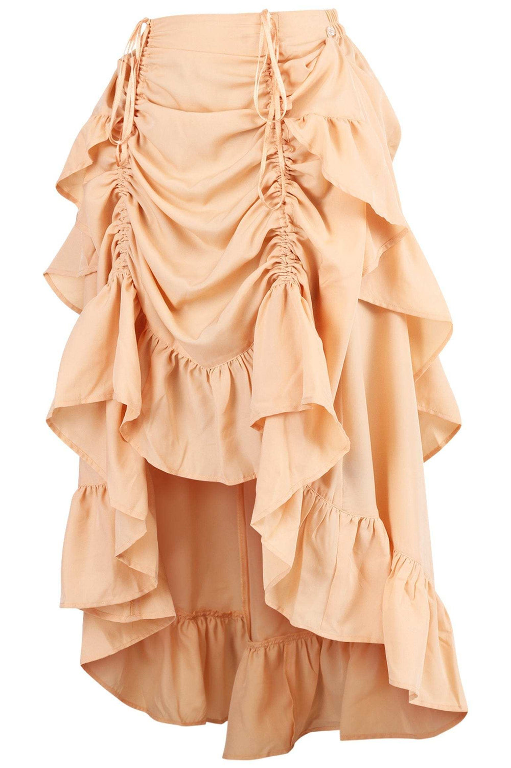 Daisy Corsets Beige Crepe Adjustable High Low Skirt - Daisy Corsets - Flyclothing LLC