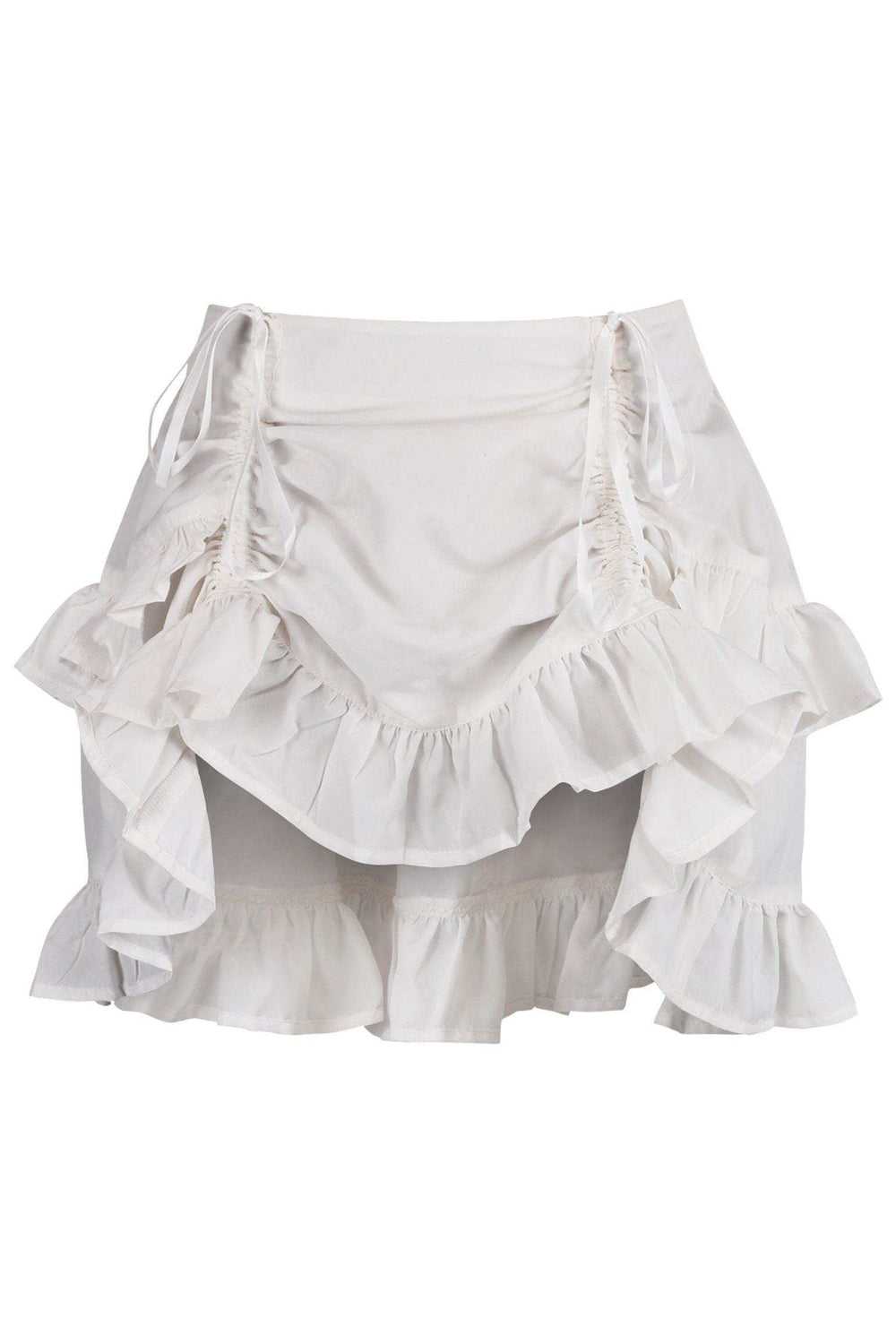 Daisy Corsets White Crepe Ruched Bustle Skirt - Daisy Corsets - Flyclothing LLC