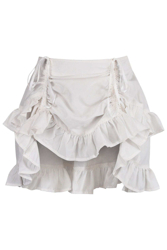 Daisy Corsets White Crepe Ruched Bustle Skirt - Daisy Corsets - Flyclothing LLC
