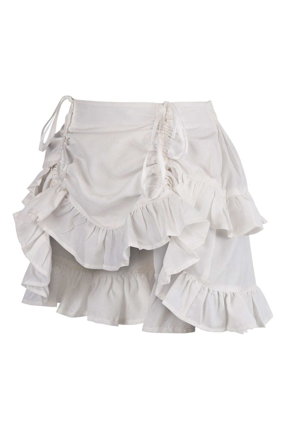 Daisy Corsets White Crepe Ruched Bustle Skirt - Daisy Corsets - Flyclothing LLC