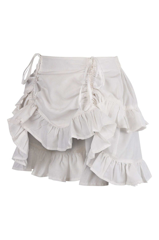 Daisy Corsets White Crepe Ruched Bustle Skirt - Daisy Corsets - Flyclothing LLC