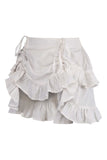 Daisy Corsets White Crepe Ruched Bustle Skirt - Daisy Corsets - Flyclothing LLC