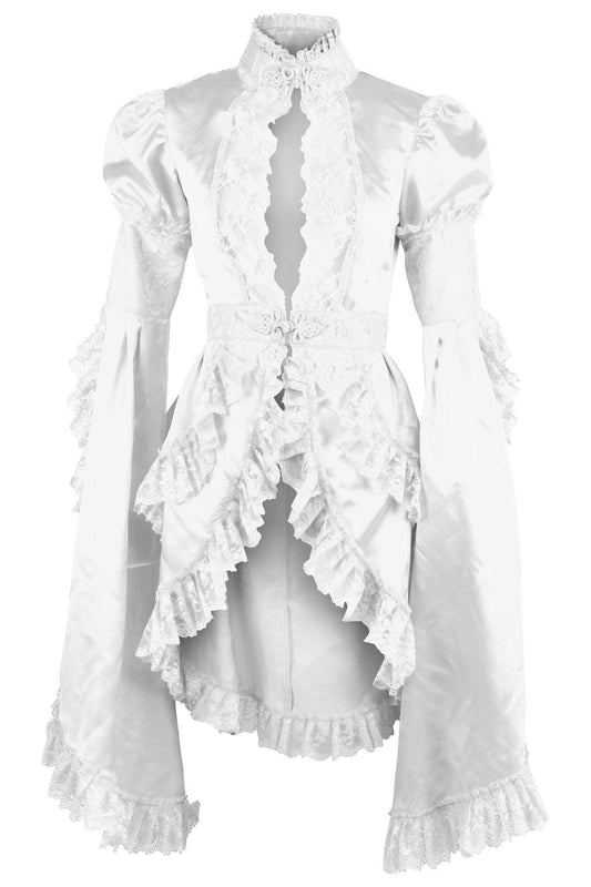 Daisy Corsets White Satin & Lace Ruffled Jacket - Daisy Corsets - Flyclothing LLC