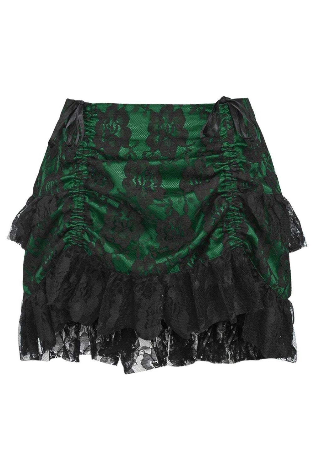 Daisy Corsets Green/Black Lace Ruched Bustle Skirt - Daisy Corsets - Flyclothing LLC