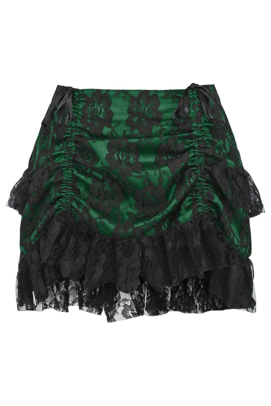 Daisy Corsets Green/Black Lace Ruched Bustle Skirt - Daisy Corsets - Flyclothing LLC