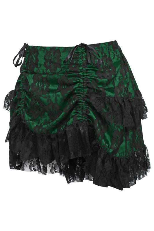 Daisy Corsets Green/Black Lace Ruched Bustle Skirt - Daisy Corsets - Flyclothing LLC