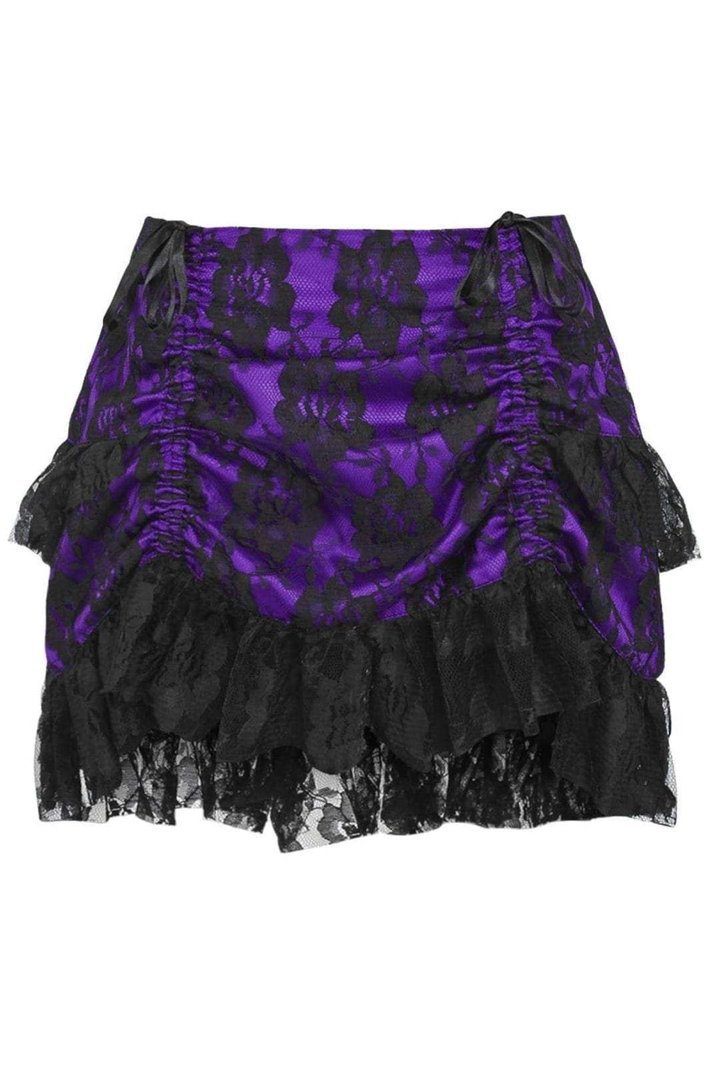 Daisy Corsets Purple/Black Lace Ruched Bustle Skirt - Daisy Corsets - Flyclothing LLC