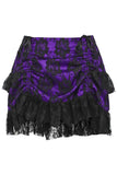 Daisy Corsets Purple/Black Lace Ruched Bustle Skirt - Daisy Corsets - Flyclothing LLC